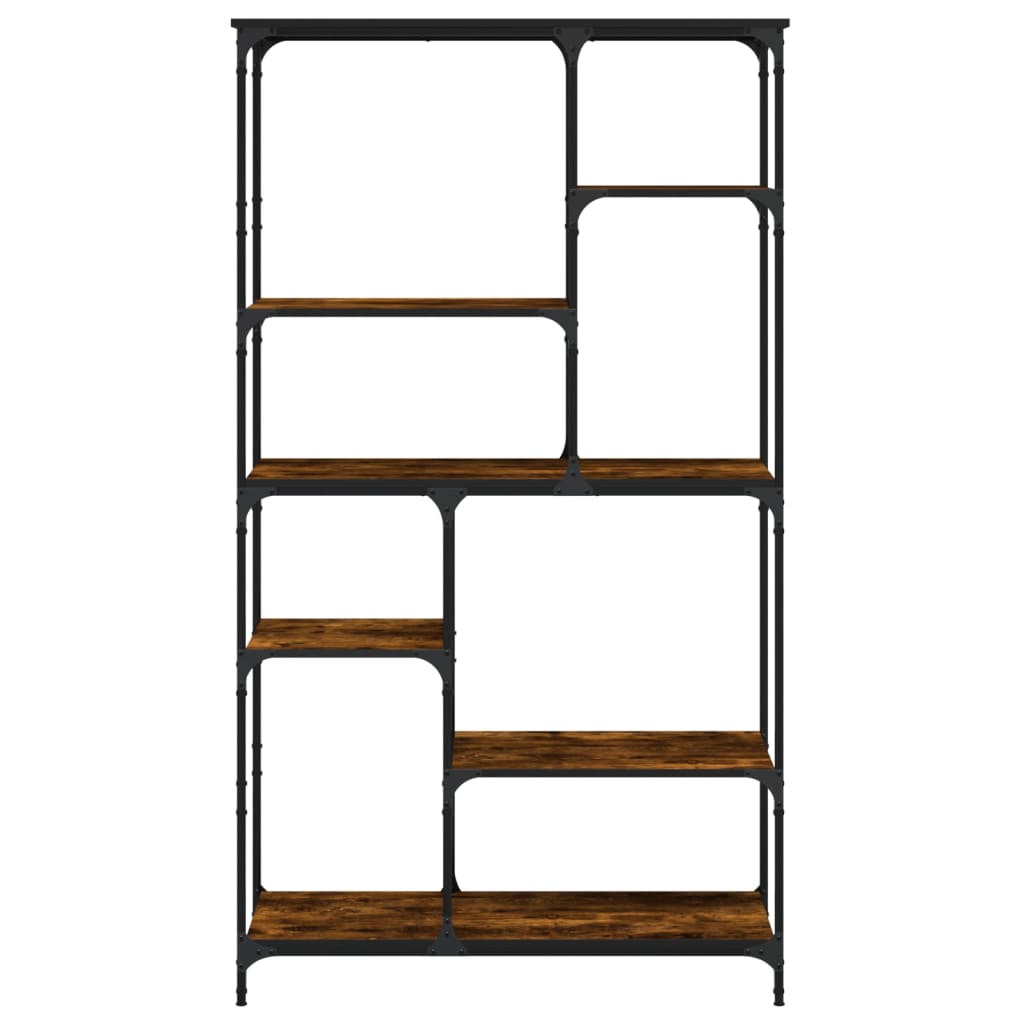 Boekenrek 99x35,5x176 cm bewerkt hout en staal gerookt eiken is nu te koop bij PeponiXL, paradijselijk wonen!