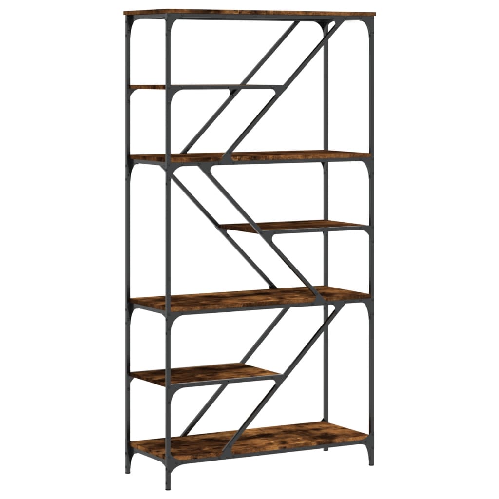 Boekenrek 91x36x176 cm bewerkt hout en staal gerookt eikenkleur is nu te koop bij PeponiXL, paradijselijk wonen!