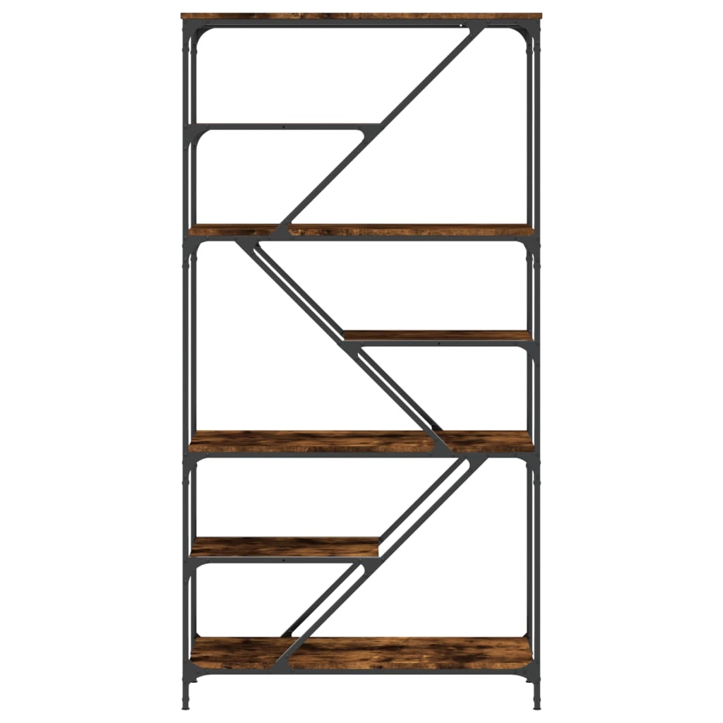 Boekenrek 91x36x176 cm bewerkt hout en staal gerookt eikenkleur is nu te koop bij PeponiXL, paradijselijk wonen!