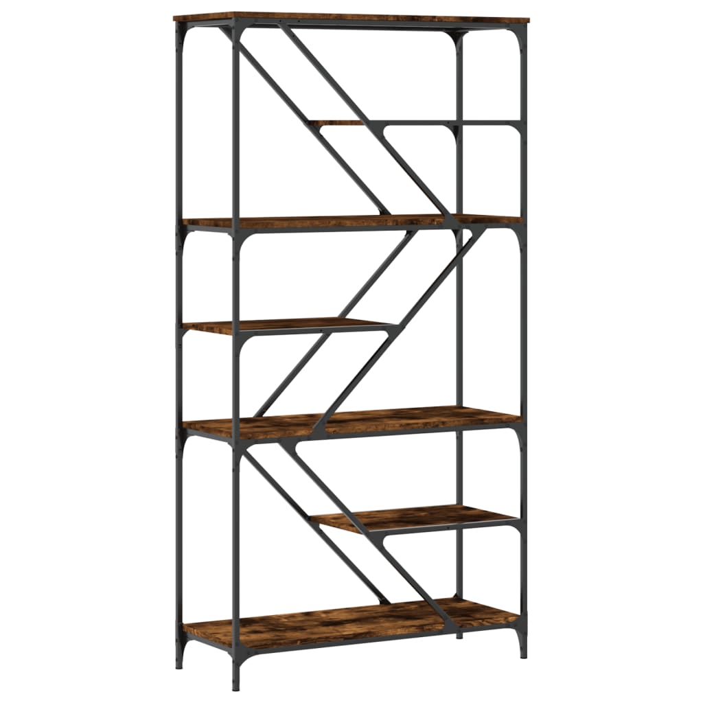 Boekenrek 91x36x176 cm bewerkt hout en staal gerookt eikenkleur is nu te koop bij PeponiXL, paradijselijk wonen!