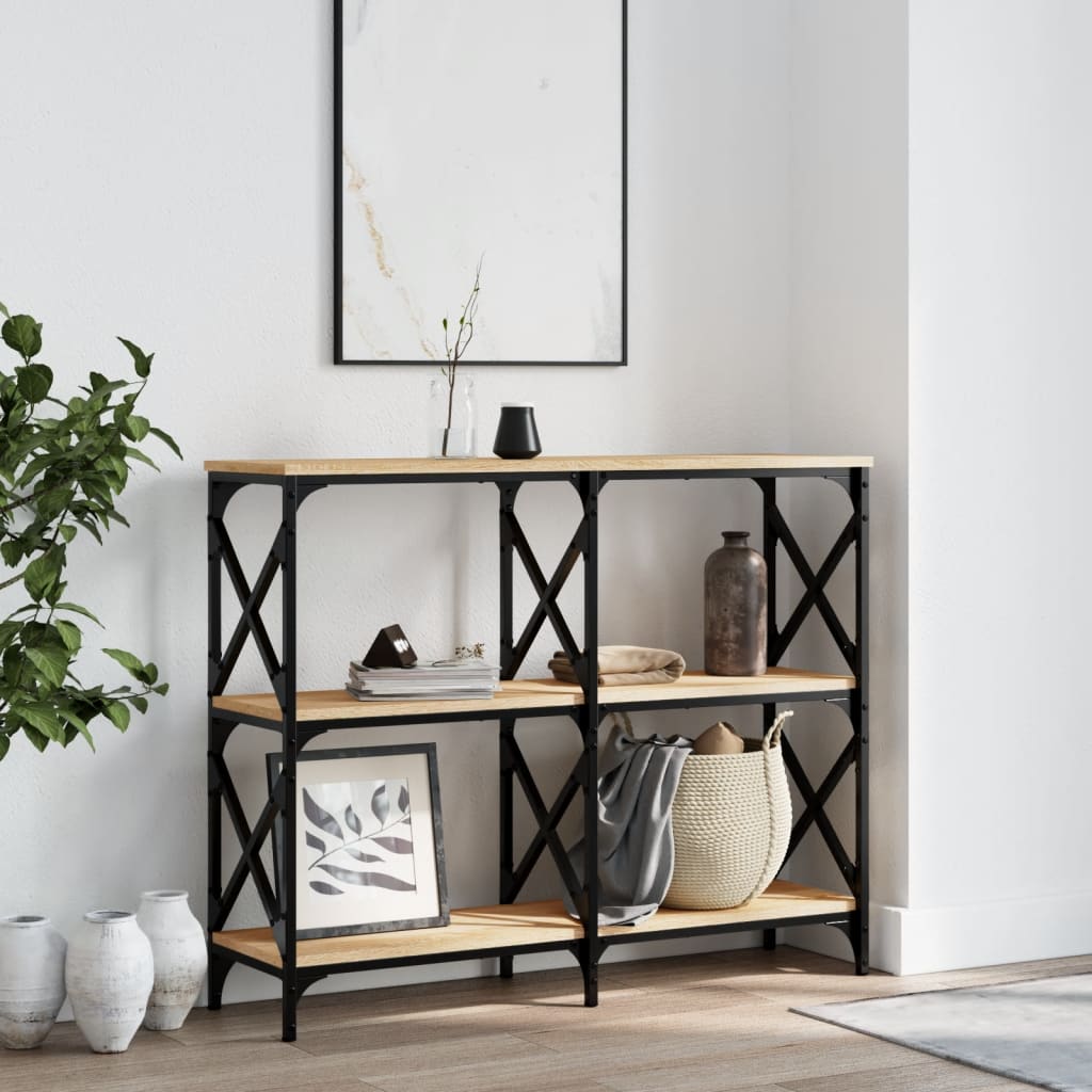Wandtafel 100x28x80,5 cm bewerkt hout sonoma eikenkleurig is nu te koop bij PeponiXL, paradijselijk wonen!