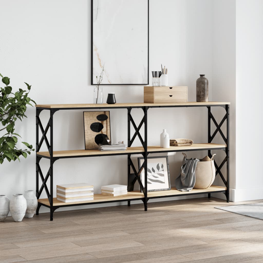 Wandtafel 156x28x80,5 cm bewerkt hout sonoma eikenkleurig is nu te koop bij PeponiXL, paradijselijk wonen!