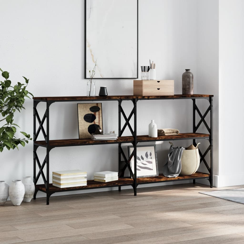 Wandtafel 156x28x80,5 cm bewerkt hout gerookt eikenkleurig is nu te koop bij PeponiXL, paradijselijk wonen!