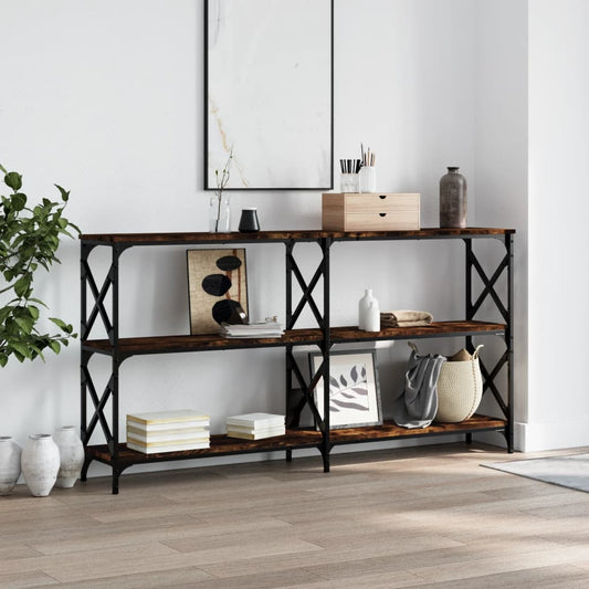 Wandtafel 156x28x80,5 cm bewerkt hout gerookt eikenkleurig is nu te koop bij PeponiXL, paradijselijk wonen!