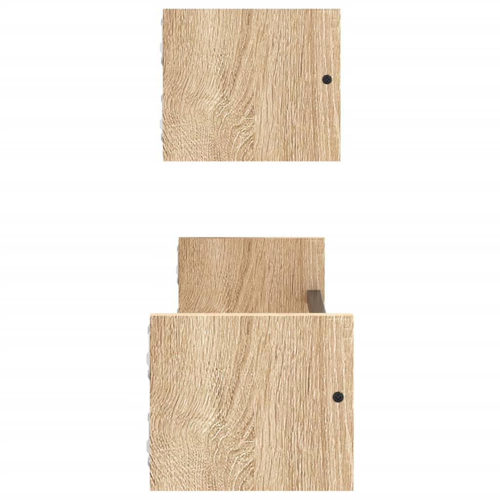 Wandschappen met stangen 2 st 60x16x14 cm sonoma eikenkleurig is nu te koop bij PeponiXL, paradijselijk wonen!