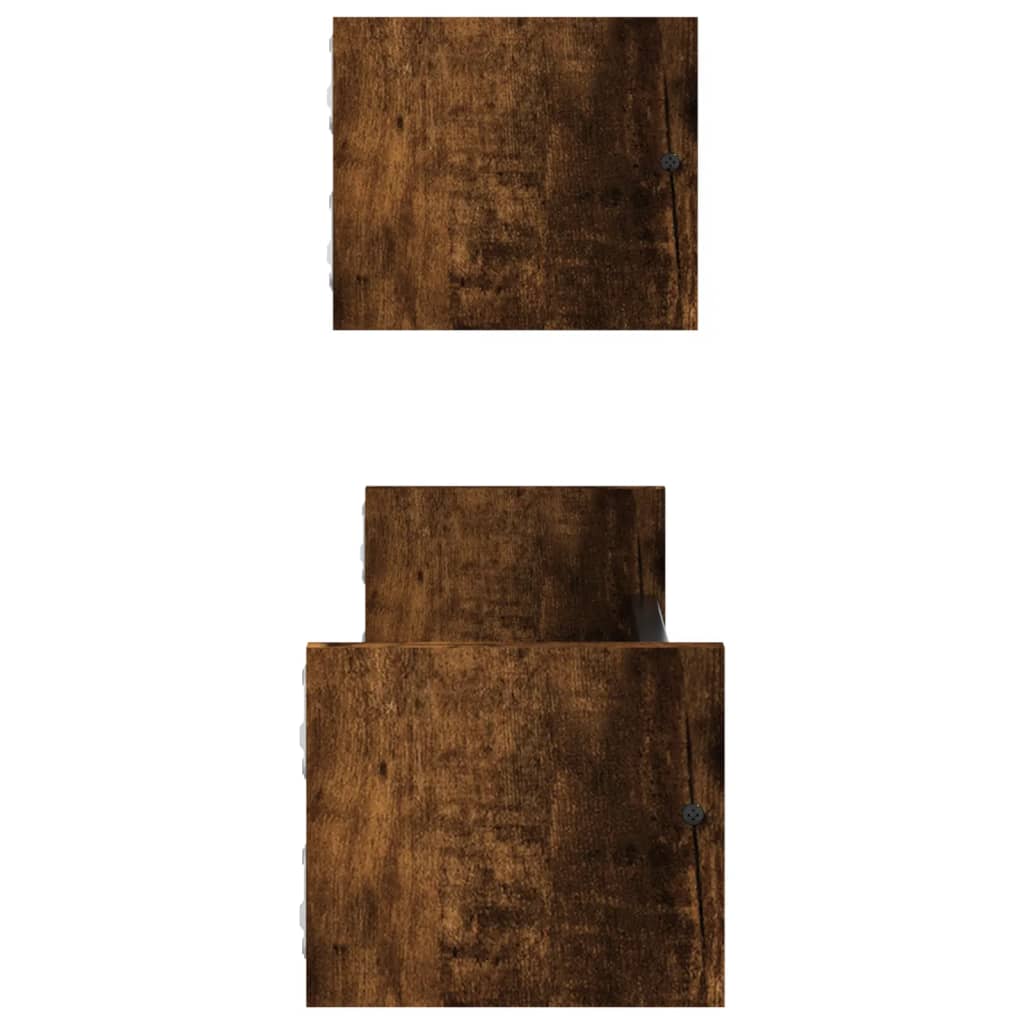 Wandschappen met stangen 2 st 60x16x14 cm gerookt eikenkleurig is nu te koop bij PeponiXL, paradijselijk wonen!