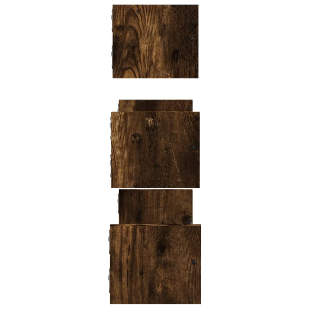 3-delige Wandschappenset met stangen bewerkt hout gerookt eiken is nu te koop bij PeponiXL, paradijselijk wonen!