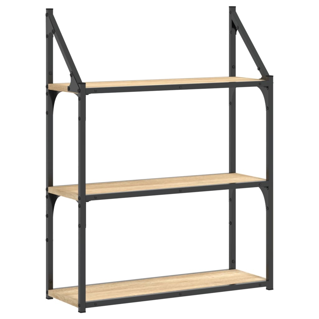 Wandrek 3-laags 60x21x78,5 cm bewerkt hout sonoma eikenkleurig is nu te koop bij PeponiXL, paradijselijk wonen!
