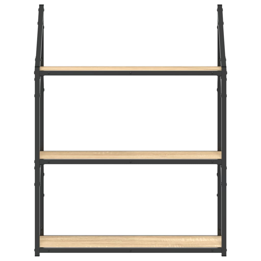Wandrek 3-laags 60x21x78,5 cm bewerkt hout sonoma eikenkleurig is nu te koop bij PeponiXL, paradijselijk wonen!