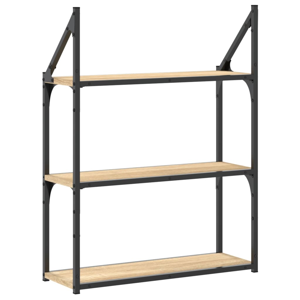 Wandrek 3-laags 60x21x78,5 cm bewerkt hout sonoma eikenkleurig is nu te koop bij PeponiXL, paradijselijk wonen!