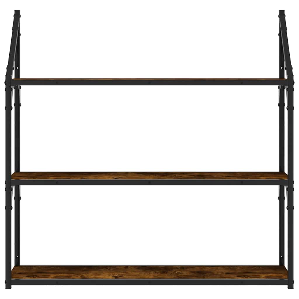 Wandrek 3-laags 80x21x78,5 cm bewerkt hout gerookt eikenkleurig