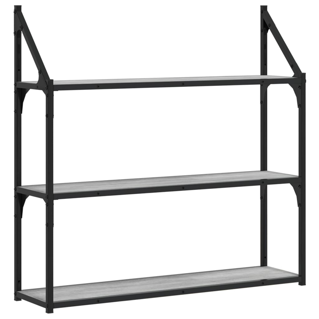 Wandrek 3-laags 80x21x78,5 cm bewerkt hout grijs sonoma is nu te koop bij PeponiXL, paradijselijk wonen!