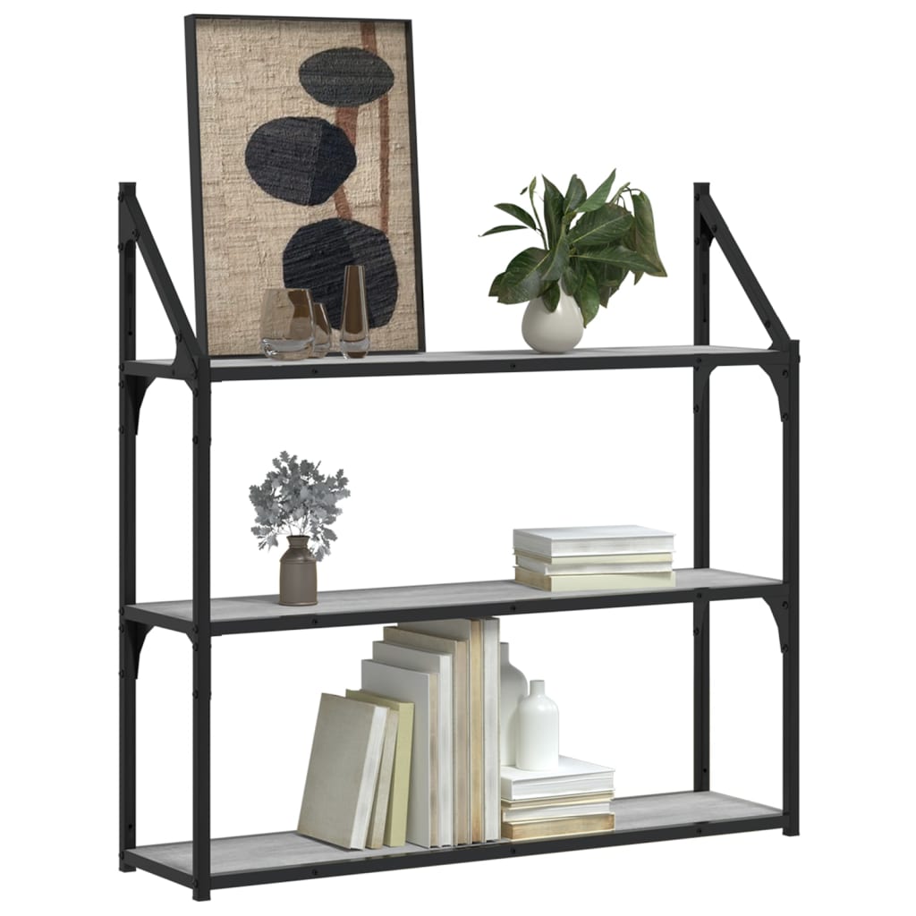 Wandrek 3-laags 80x21x78,5 cm bewerkt hout grijs sonoma is nu te koop bij PeponiXL, paradijselijk wonen!
