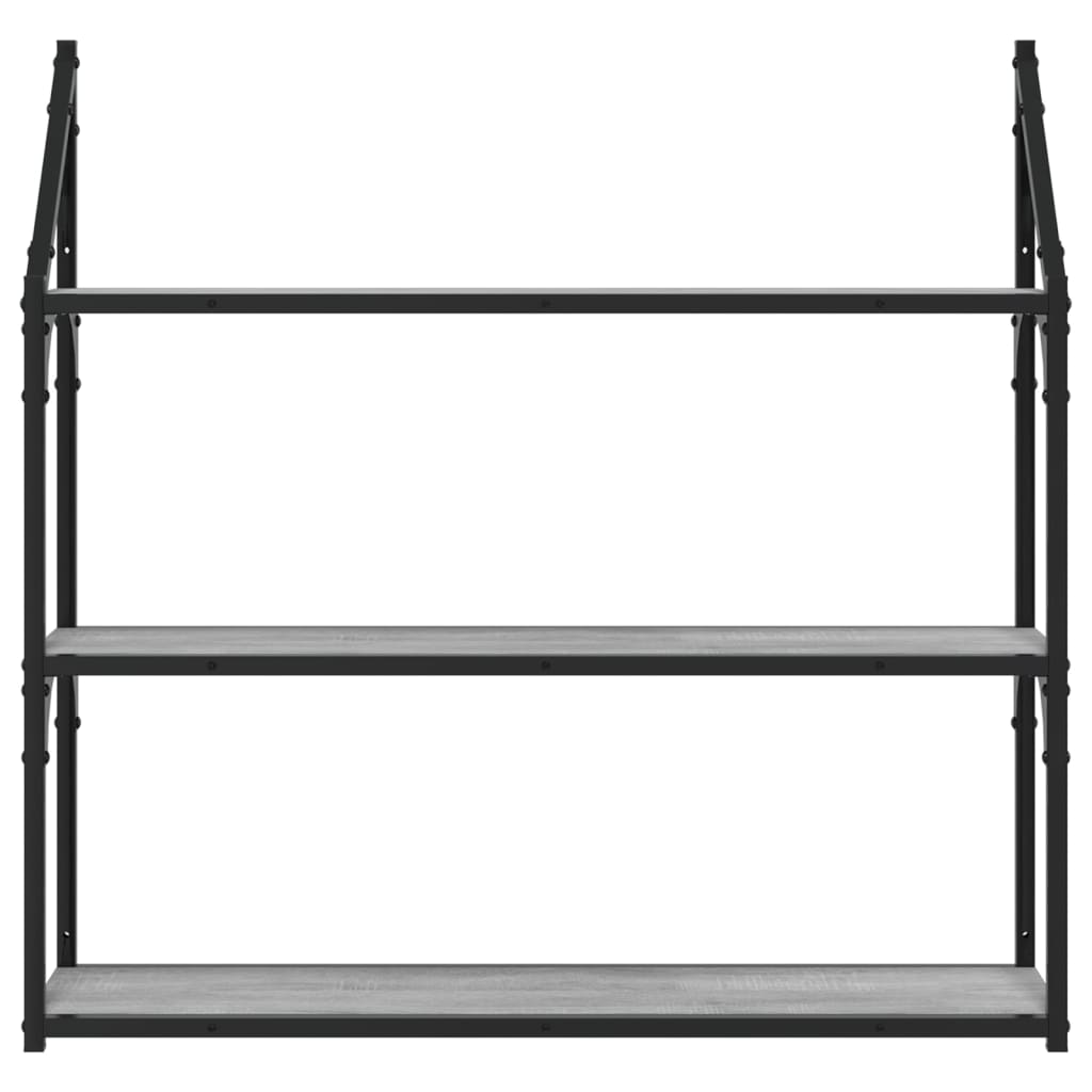 Wandrek 3-laags 80x21x78,5 cm bewerkt hout grijs sonoma is nu te koop bij PeponiXL, paradijselijk wonen!
