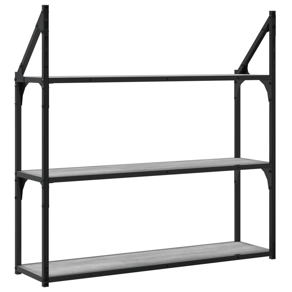 Wandrek 3-laags 80x21x78,5 cm bewerkt hout grijs sonoma is nu te koop bij PeponiXL, paradijselijk wonen!
