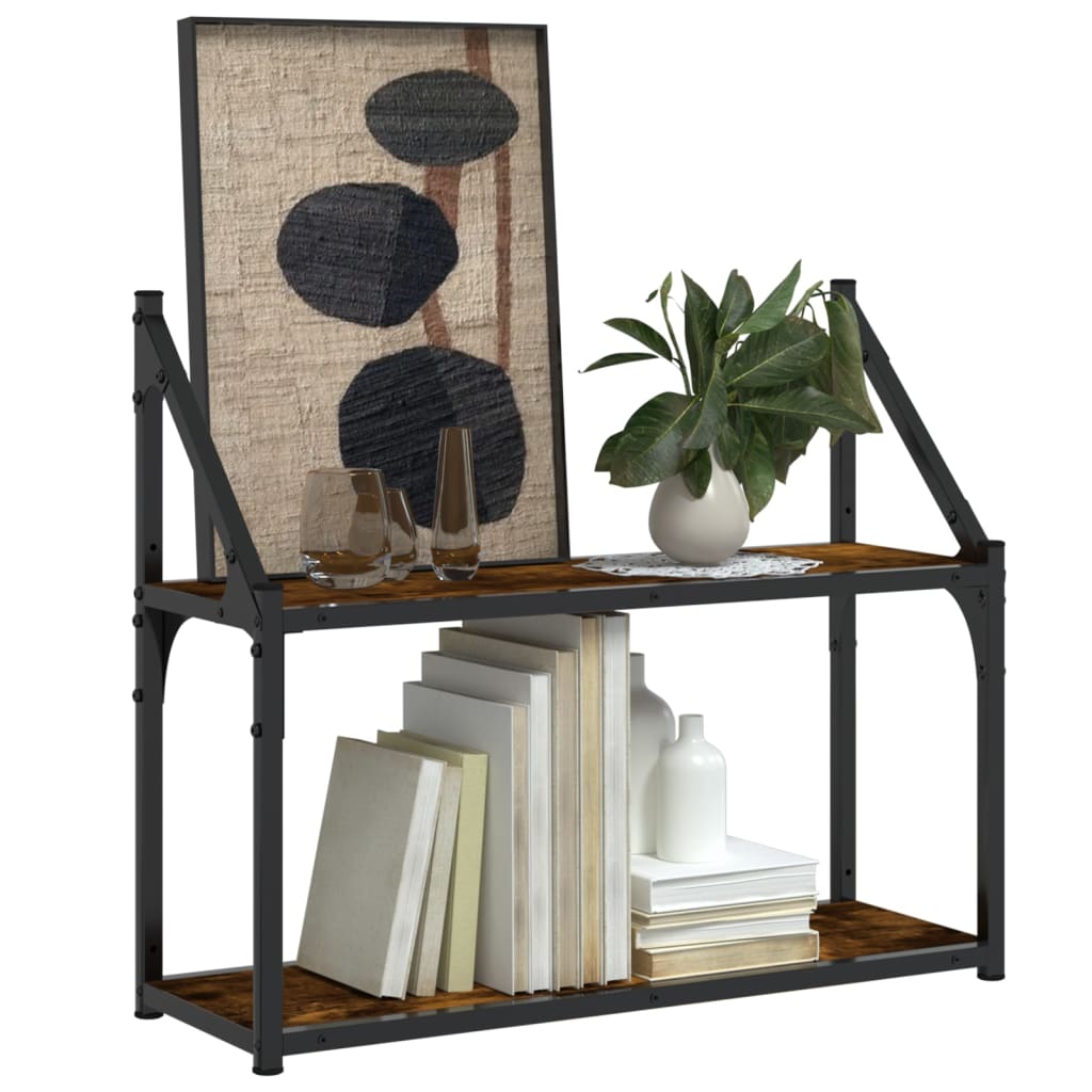 Wandrek 2-laags 60x21x51 cm bewerkt hout gerookt eikenkleurig is nu te koop bij PeponiXL, paradijselijk wonen!