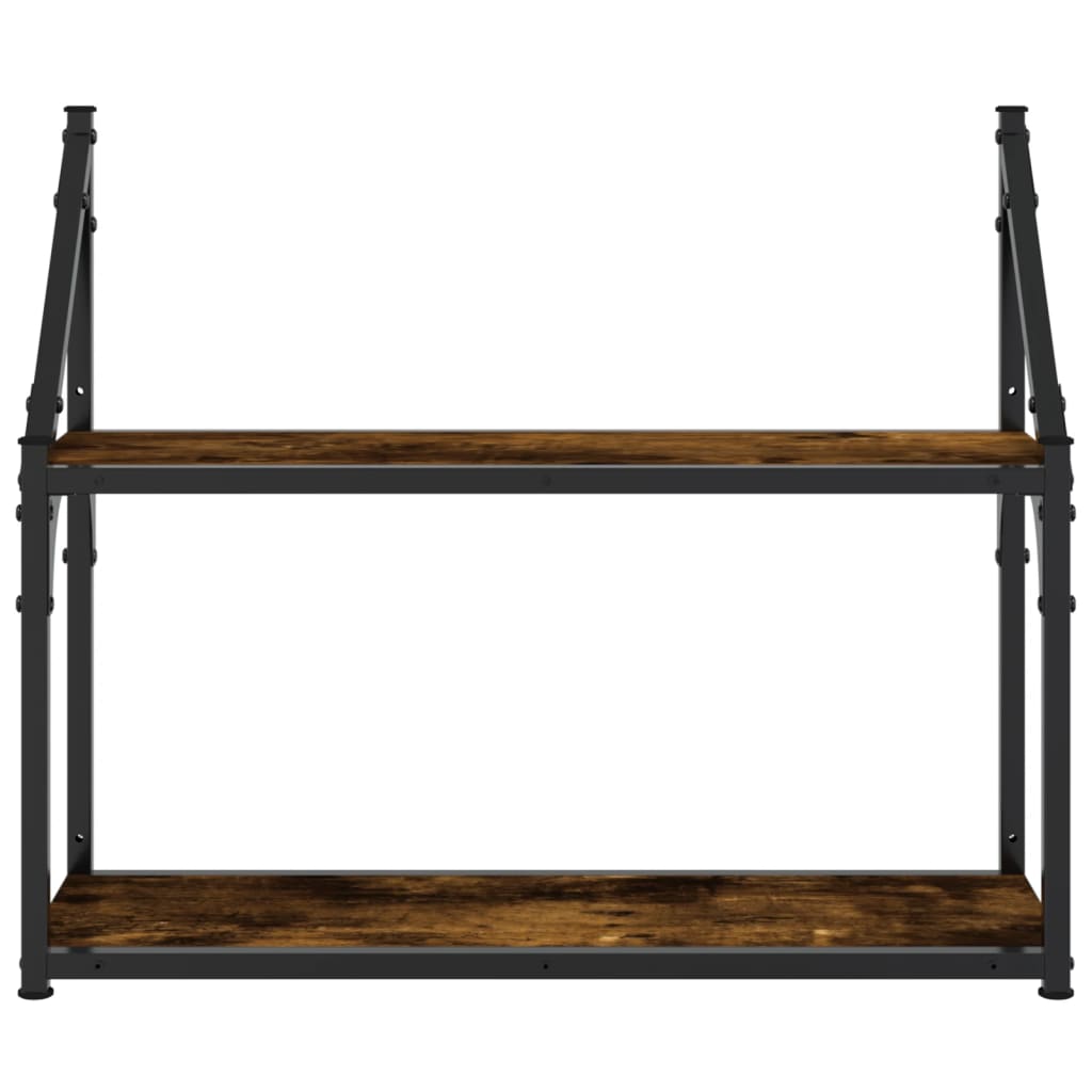 Wandrek 2-laags 60x21x51 cm bewerkt hout gerookt eikenkleurig is nu te koop bij PeponiXL, paradijselijk wonen!