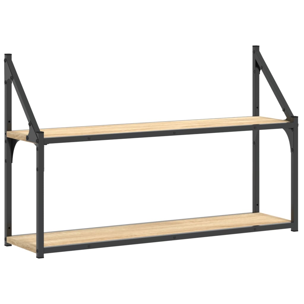 Wandrek 2-laags 80x21x51 cm bewerkt hout sonoma eikenkleurig is nu te koop bij PeponiXL, paradijselijk wonen!