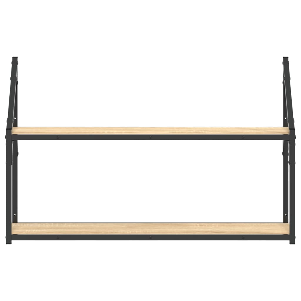 Wandrek 2-laags 80x21x51 cm bewerkt hout sonoma eikenkleurig is nu te koop bij PeponiXL, paradijselijk wonen!