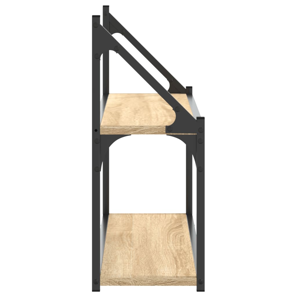 Wandrek 2-laags 80x21x51 cm bewerkt hout sonoma eikenkleurig is nu te koop bij PeponiXL, paradijselijk wonen!