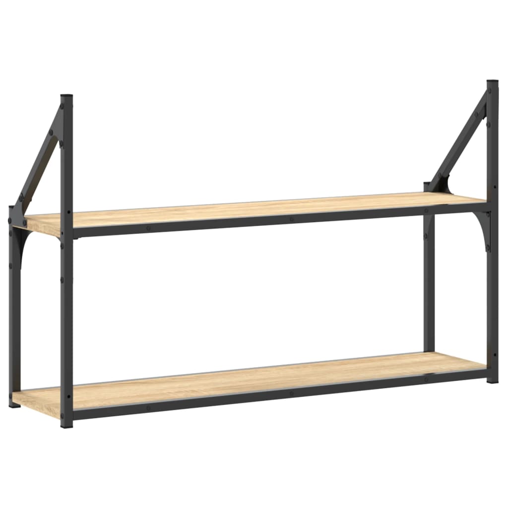 Wandrek 2-laags 80x21x51 cm bewerkt hout sonoma eikenkleurig is nu te koop bij PeponiXL, paradijselijk wonen!