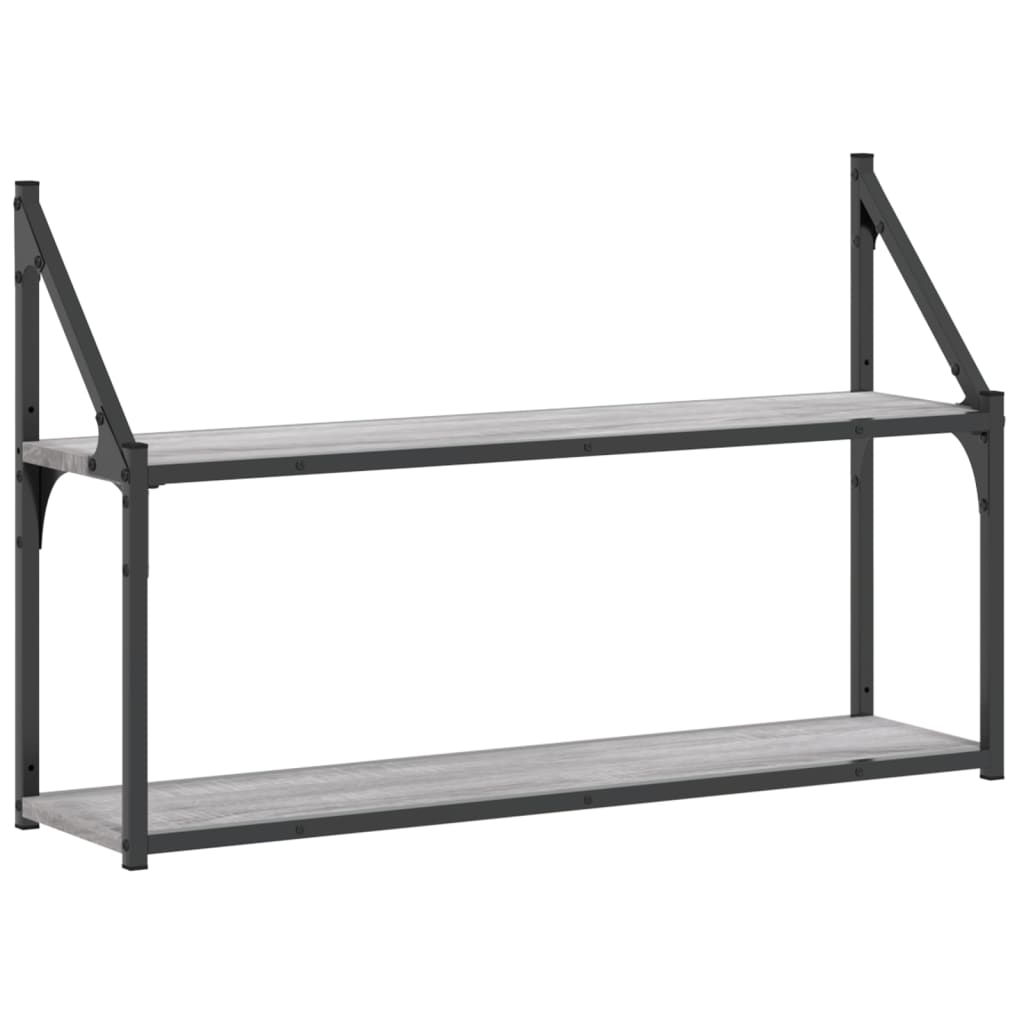 Wandrek 2-laags 80x21x51 cm bewerkt hout grijs sonoma eiken is nu te koop bij PeponiXL, paradijselijk wonen!