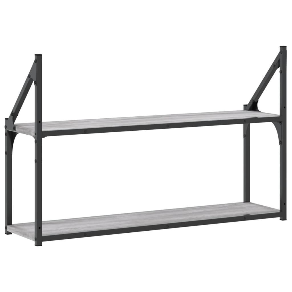 Wandrek 2-laags 80x21x51 cm bewerkt hout grijs sonoma eiken is nu te koop bij PeponiXL, paradijselijk wonen!