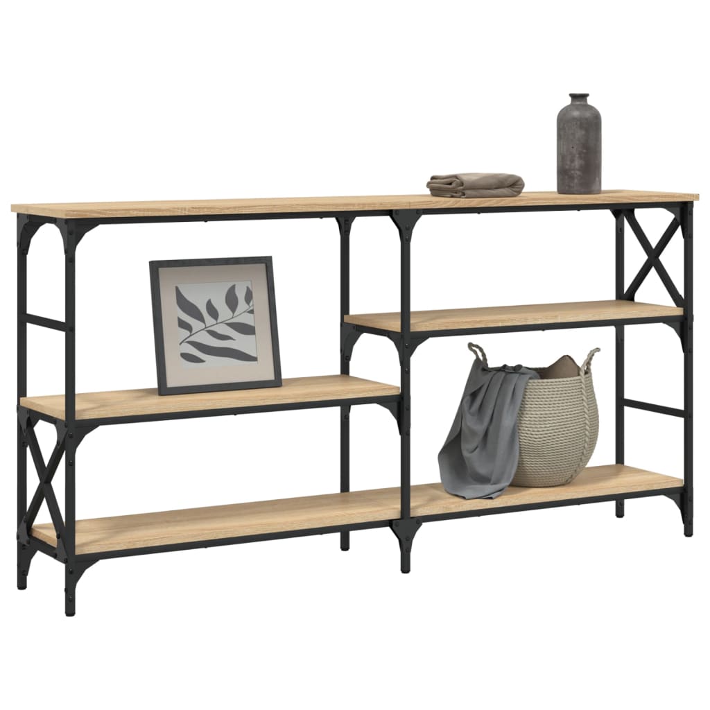 Wandtafel 150x29x76,5 cm bewerkt hout sonoma eikenkleurig is nu te koop bij PeponiXL, paradijselijk wonen!
