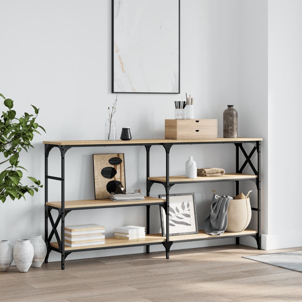 Wandtafel 150x29x76,5 cm bewerkt hout sonoma eikenkleurig is nu te koop bij PeponiXL, paradijselijk wonen!