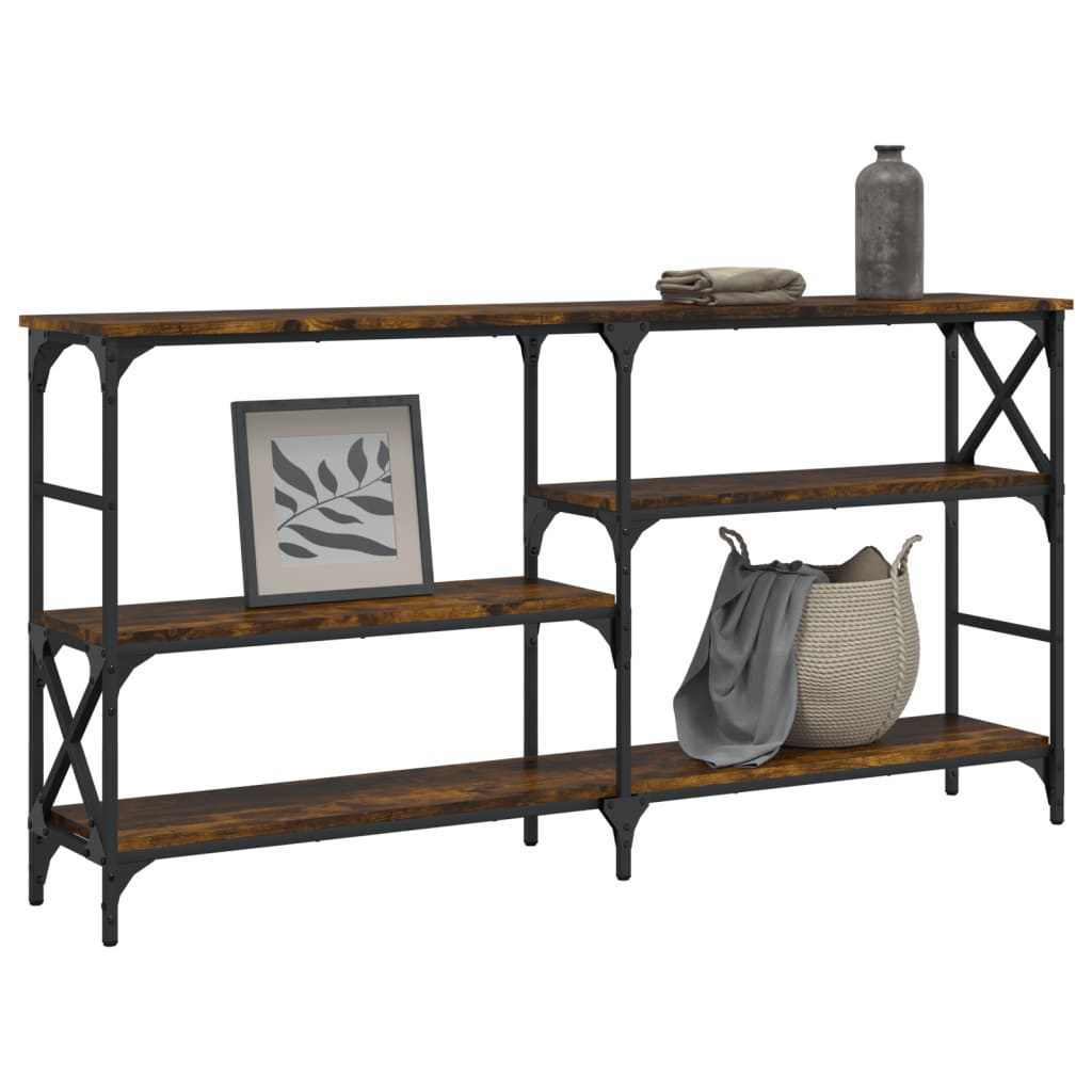 Wandtafel 150x29x76,5 cm bewerkt hout gerookt eikenkleurig is nu te koop bij PeponiXL, paradijselijk wonen!