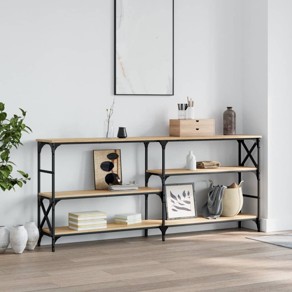 Wandtafel 180x29x76,5 cm bewerkt hout sonoma eikenkleurig is nu te koop bij PeponiXL, paradijselijk wonen!