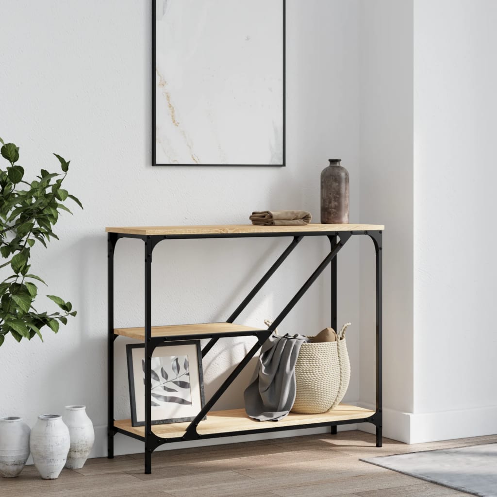 Wandtafel 88,5x30x75 cm bewerkt hout sonoma eikenkleurig is nu te koop bij PeponiXL, paradijselijk wonen!
