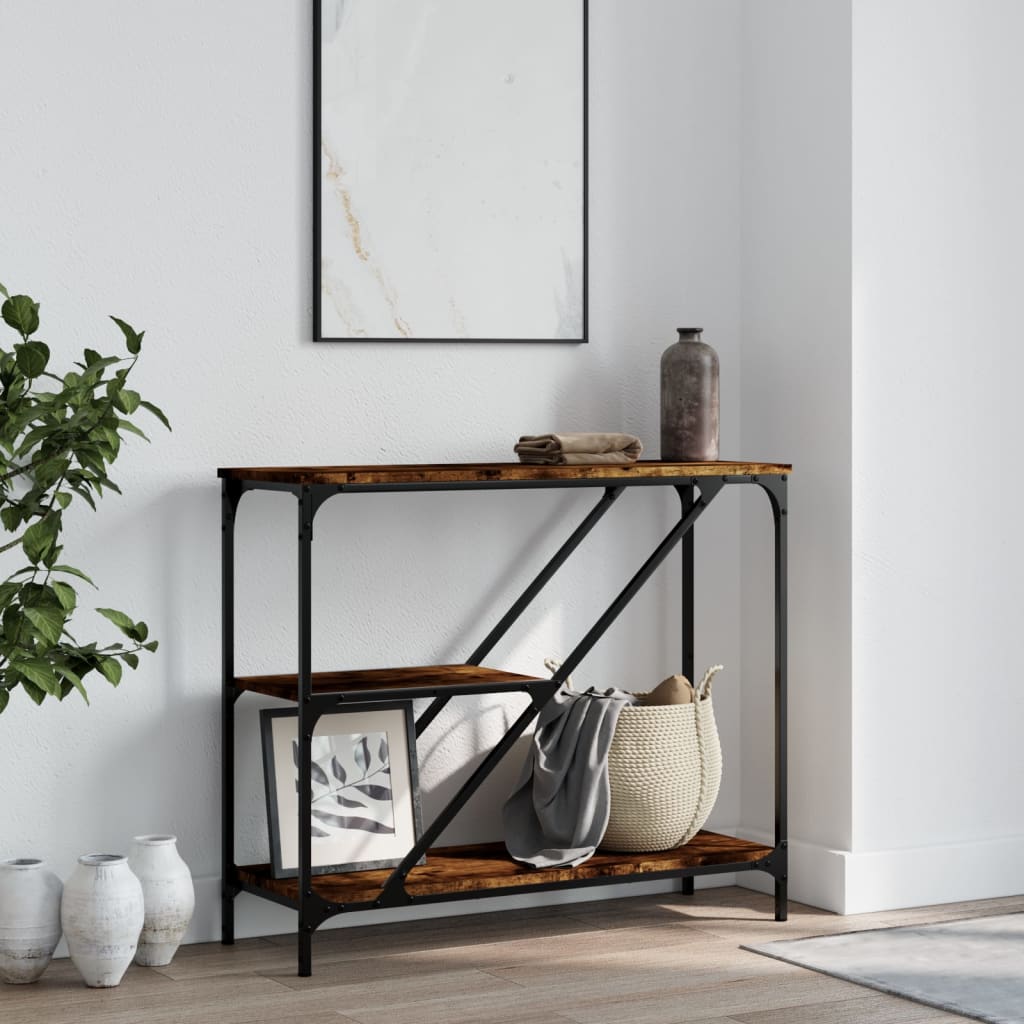 Wandtafel 88,5x30x75 cm bewerkt hout gerookt eikenkleurig is nu te koop bij PeponiXL, paradijselijk wonen!