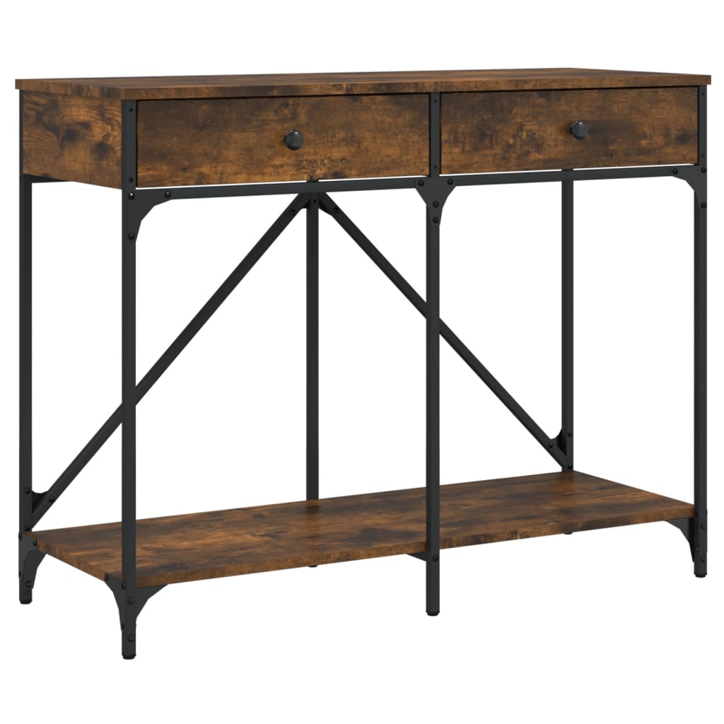 Wandtafel 100x39x78,5 cm bewerkt hout gerookt eikenkleurig is nu te koop bij PeponiXL, paradijselijk wonen!