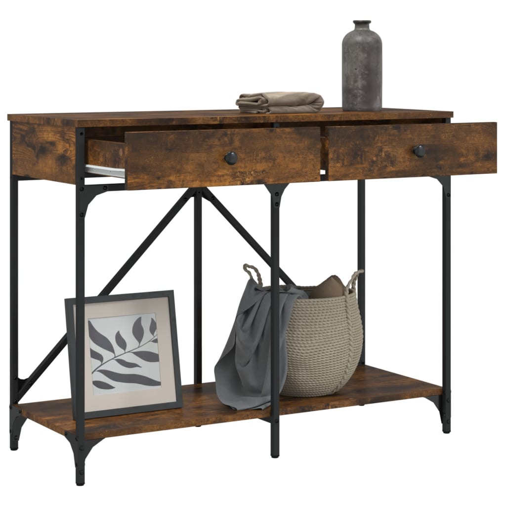 Wandtafel 100x39x78,5 cm bewerkt hout gerookt eikenkleurig is nu te koop bij PeponiXL, paradijselijk wonen!