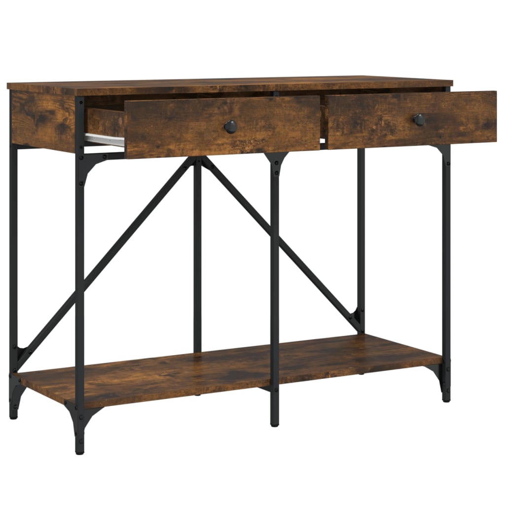 Wandtafel 100x39x78,5 cm bewerkt hout gerookt eikenkleurig is nu te koop bij PeponiXL, paradijselijk wonen!