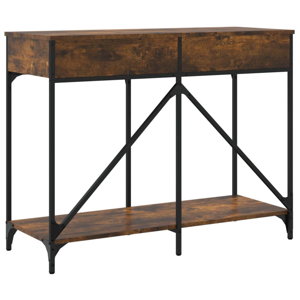 Wandtafel 100x39x78,5 cm bewerkt hout gerookt eikenkleurig is nu te koop bij PeponiXL, paradijselijk wonen!