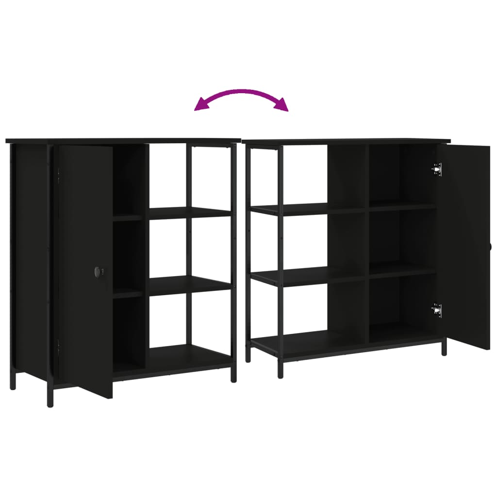Dressoir 70x30x80 cm bewerkt hout zwart is nu te koop bij PeponiXL, paradijselijk wonen!