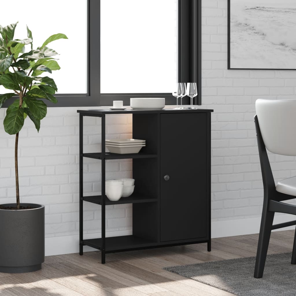 Dressoir 70x30x80 cm bewerkt hout zwart is nu te koop bij PeponiXL, paradijselijk wonen!