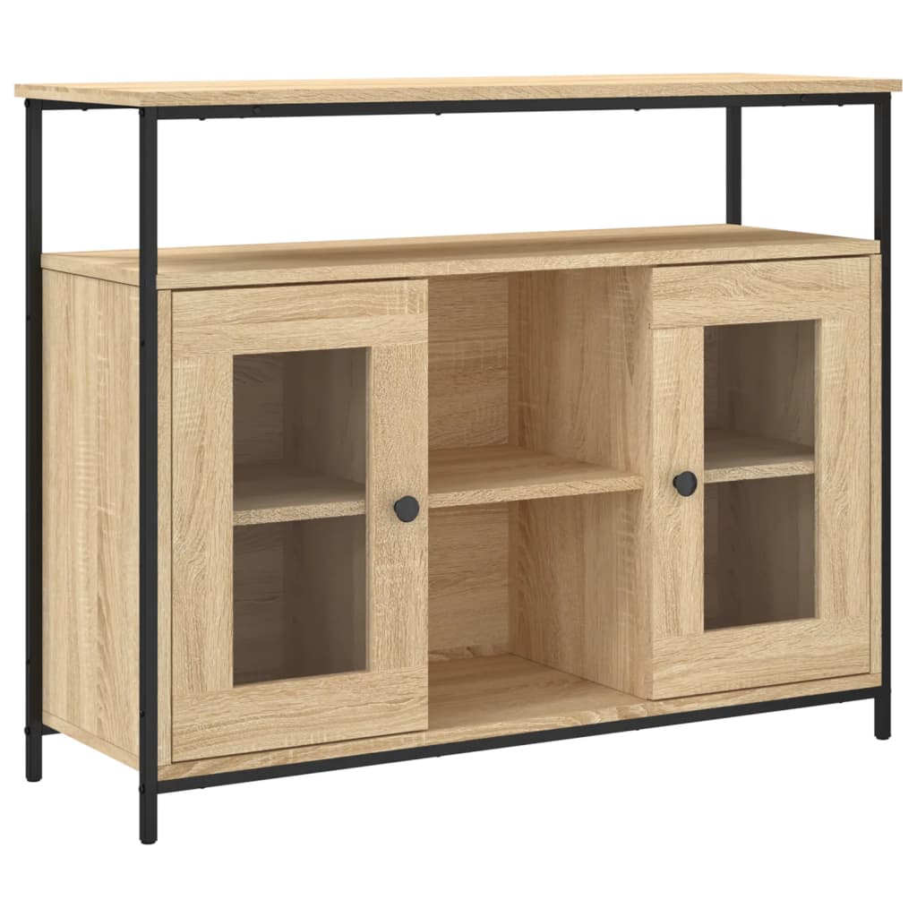 Dressoir 100x35x80 cm bewerkt hout sonoma eikenkleurig is nu te koop bij PeponiXL, paradijselijk wonen!