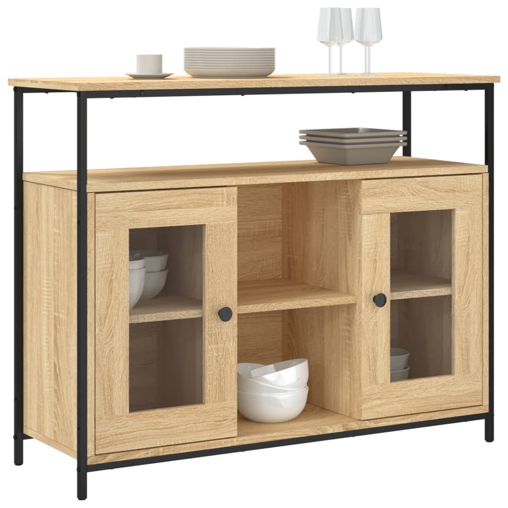Dressoir 100x35x80 cm bewerkt hout sonoma eikenkleurig is nu te koop bij PeponiXL, paradijselijk wonen!