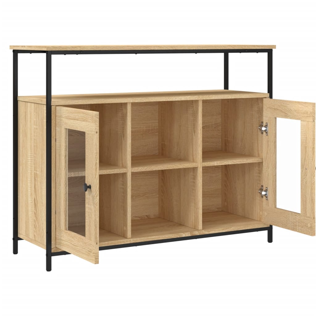 Dressoir 100x35x80 cm bewerkt hout sonoma eikenkleurig is nu te koop bij PeponiXL, paradijselijk wonen!