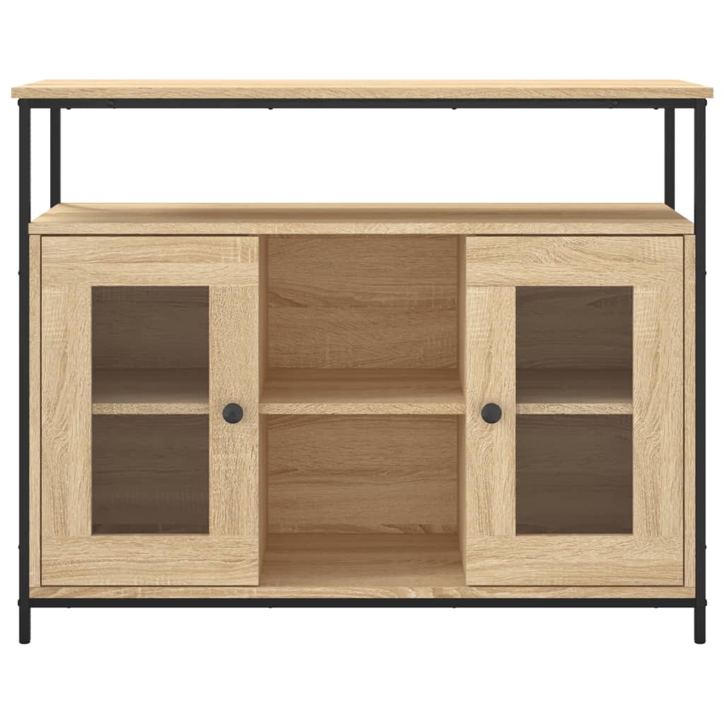 Dressoir 100x35x80 cm bewerkt hout sonoma eikenkleurig is nu te koop bij PeponiXL, paradijselijk wonen!