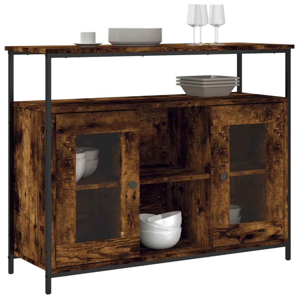 Dressoir 100x35x80 cm bewerkt hout gerookt eikenkleurig is nu te koop bij PeponiXL, paradijselijk wonen!