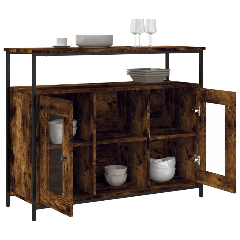 Dressoir 100x35x80 cm bewerkt hout gerookt eikenkleurig is nu te koop bij PeponiXL, paradijselijk wonen!