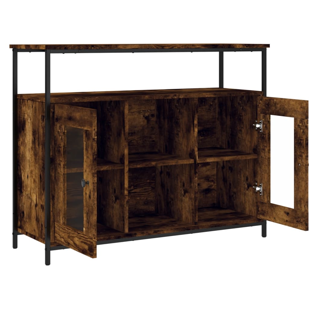 Dressoir 100x35x80 cm bewerkt hout gerookt eikenkleurig is nu te koop bij PeponiXL, paradijselijk wonen!