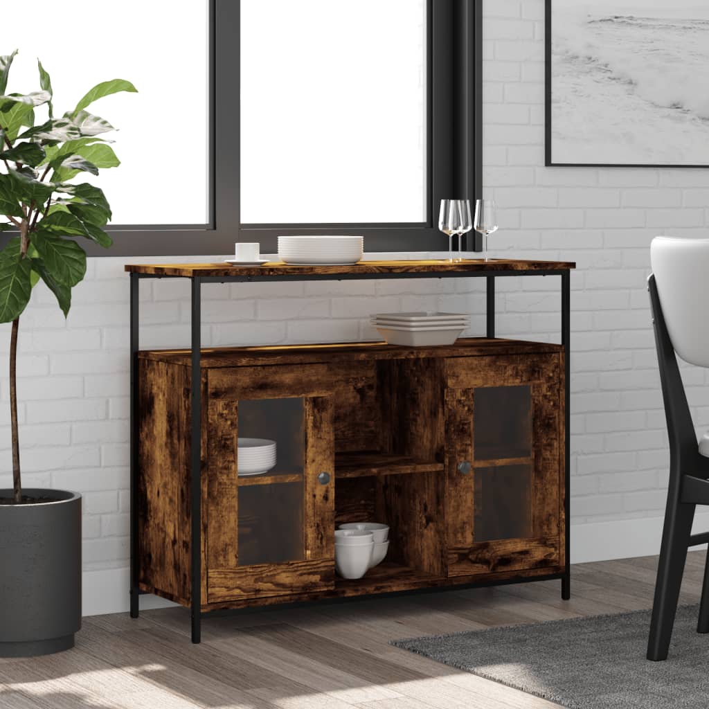 Dressoir 100x35x80 cm bewerkt hout gerookt eikenkleurig is nu te koop bij PeponiXL, paradijselijk wonen!