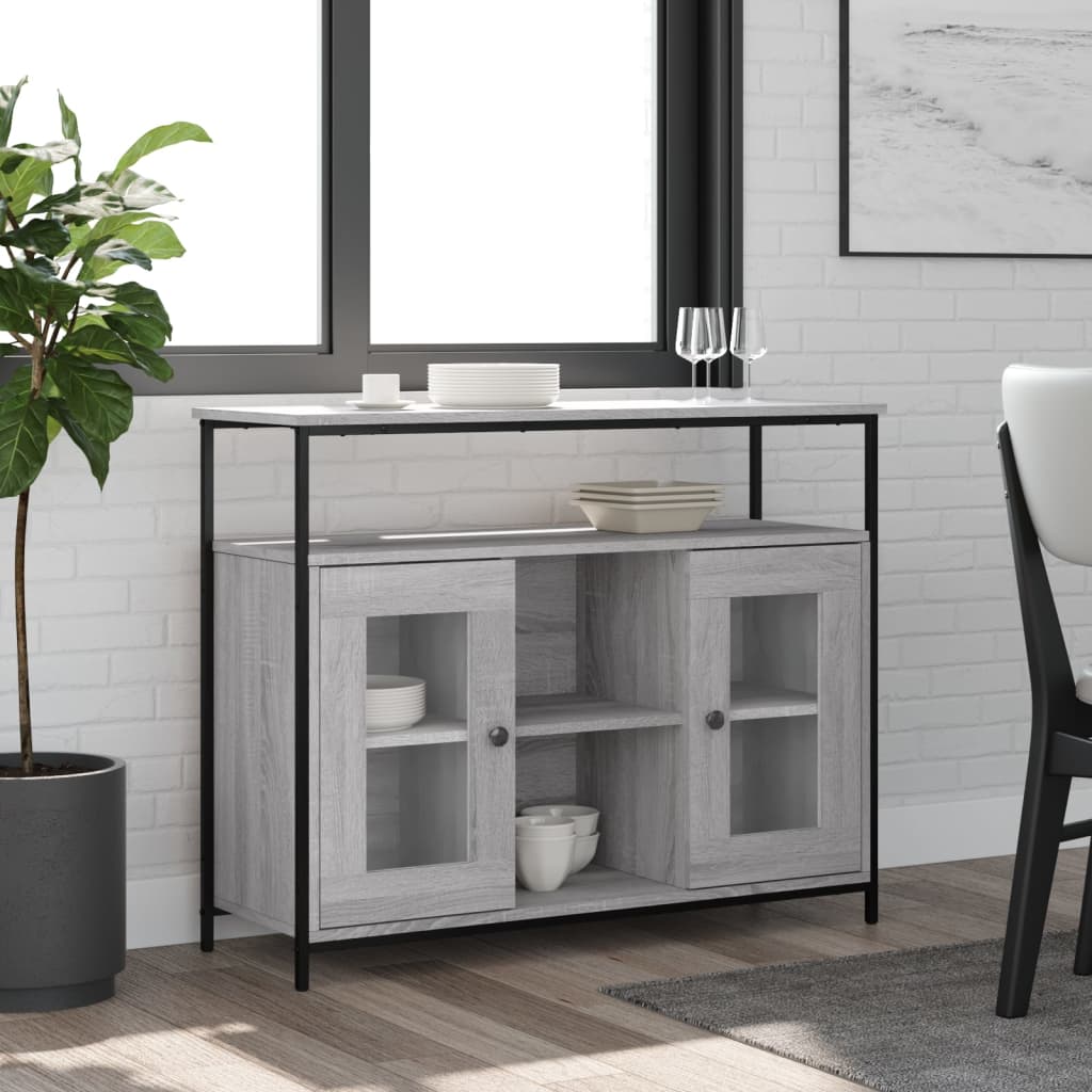 Dressoir 100x35x80 cm bewerkt hout grijs sonoma is nu te koop bij PeponiXL, paradijselijk wonen!