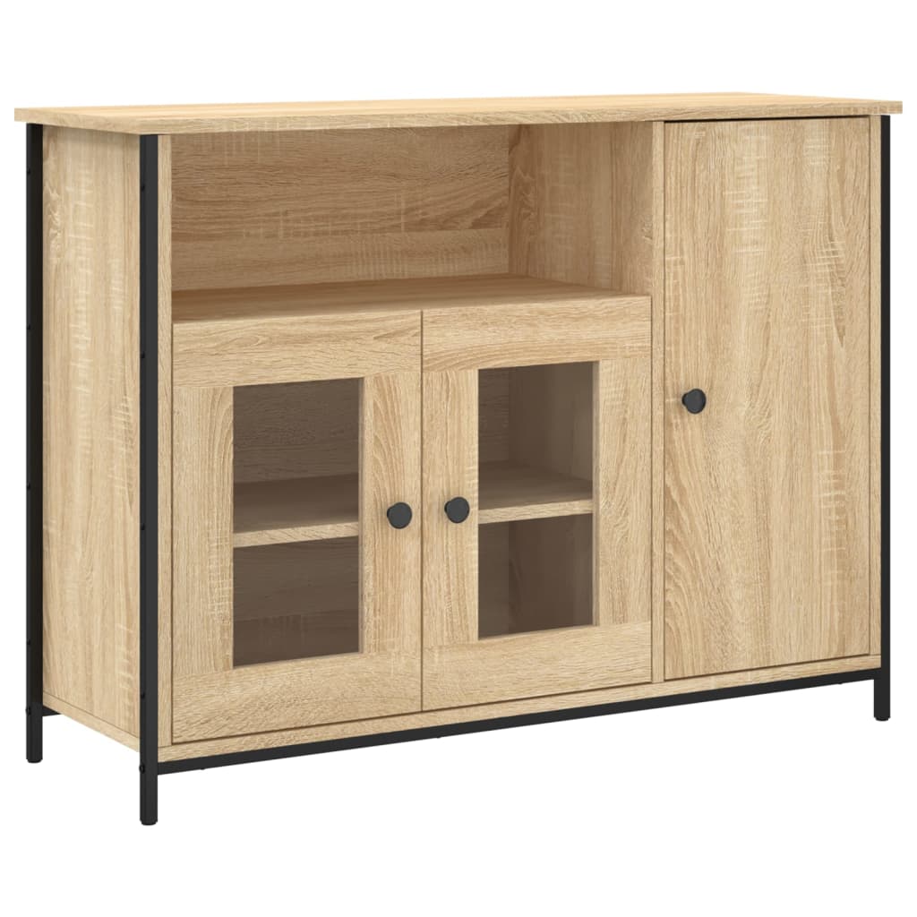 Dressoir 100x35x75 cm bewerkt hout sonoma eikenkleurig is nu te koop bij PeponiXL, paradijselijk wonen!