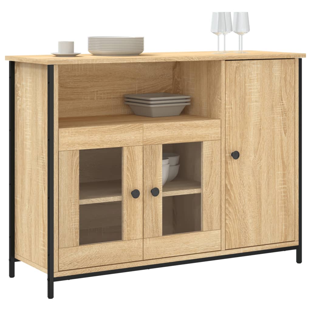 Dressoir 100x35x75 cm bewerkt hout sonoma eikenkleurig is nu te koop bij PeponiXL, paradijselijk wonen!